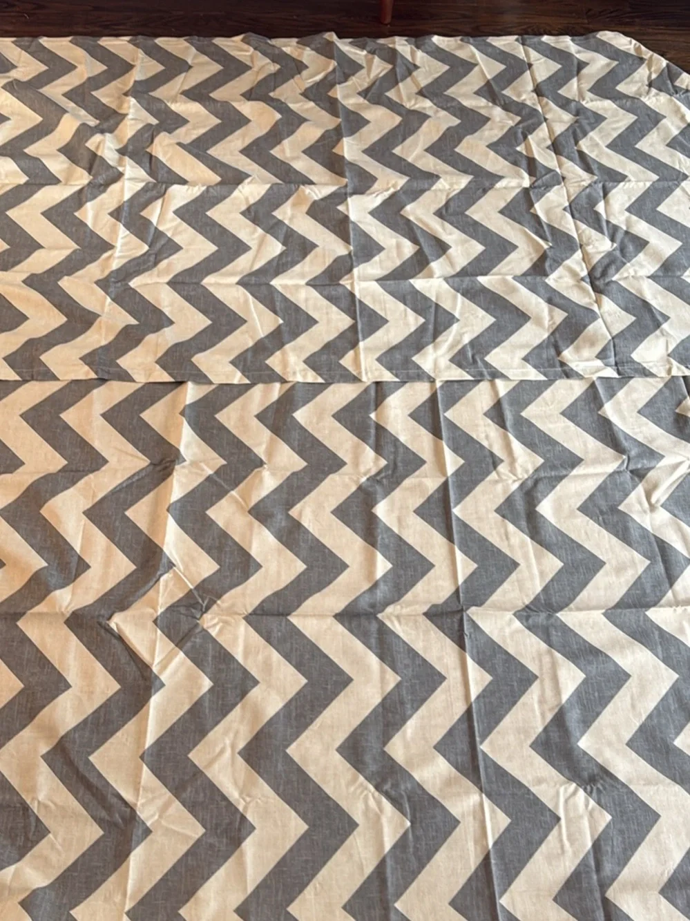 2 West Elm Gray and Beige Chevron Cotton curtains 48x84